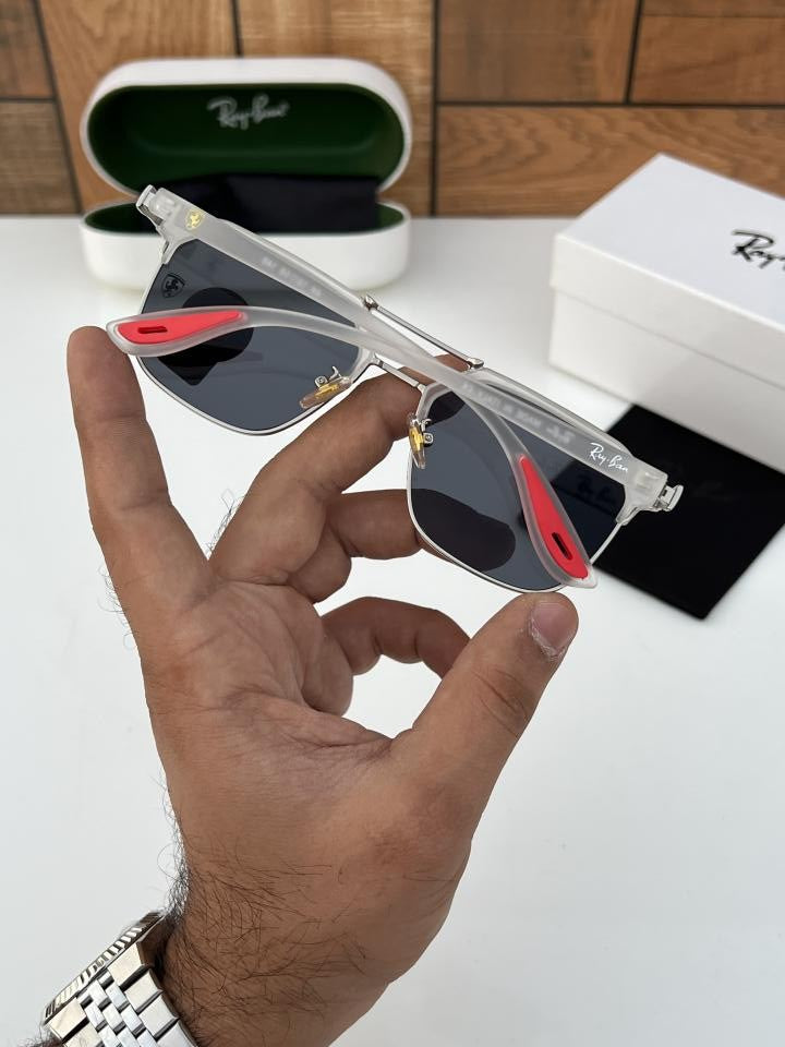 Ray_ban 04 White Black (Red Tip)